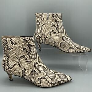 NEW Marc Fisher Women’s Itzia Pointed Toe Dress Booties White Snake Size 6M